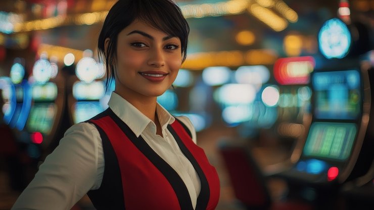 Ilustrasi aturan promosi pada platform digital dengan simbol persetujuan dan dokumen